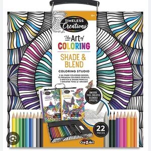 Cra-Z-Art Coloring Studio Set with two coloring books, pencils and accessories